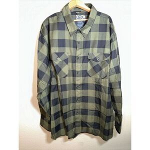 Dixxon Flannel Company Shirt Mens Size 4XL The O.D Button Up Green & Black Plaid